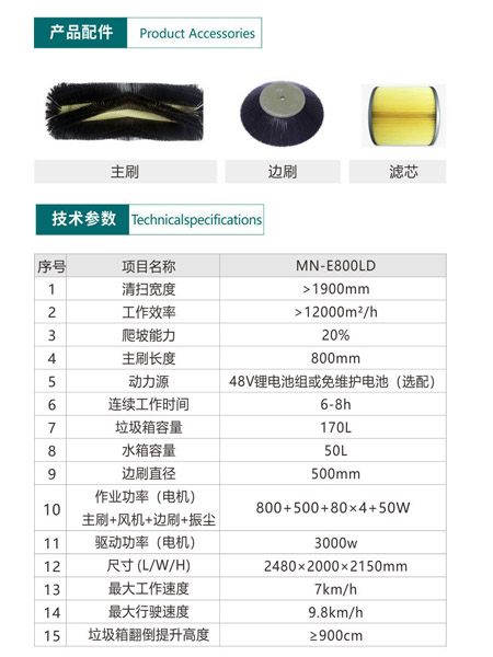 新型全封闭自卸式灵台扫地机MN-E800LD